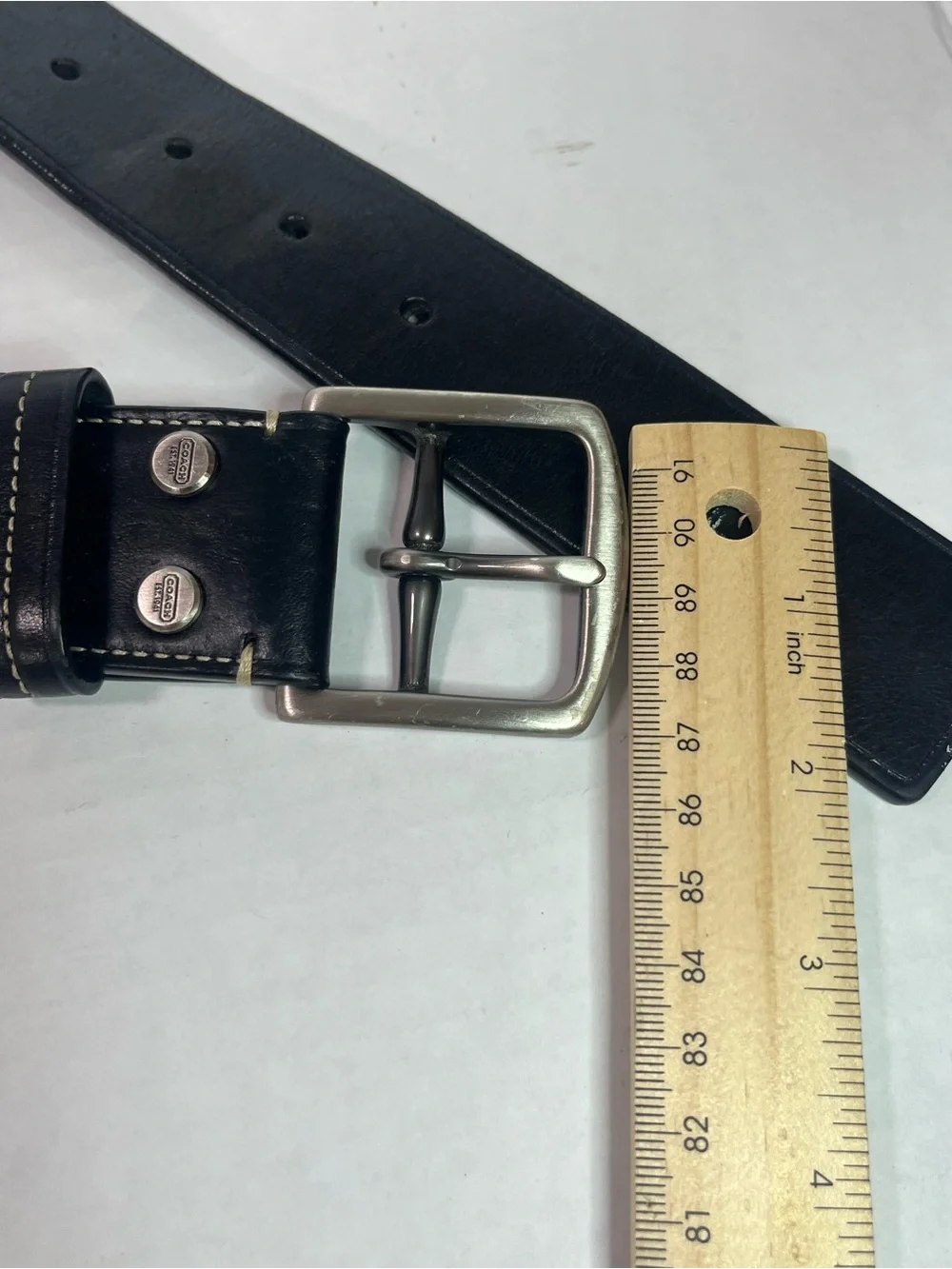 Coach Men's Black Leather Belt with Silver-Tone Buckle - Picture 7 of 7